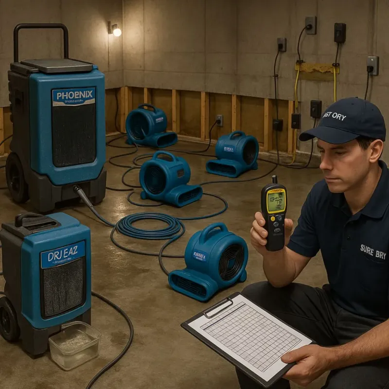 Structural Drying and Dehumidification process in Lumpkin, GA